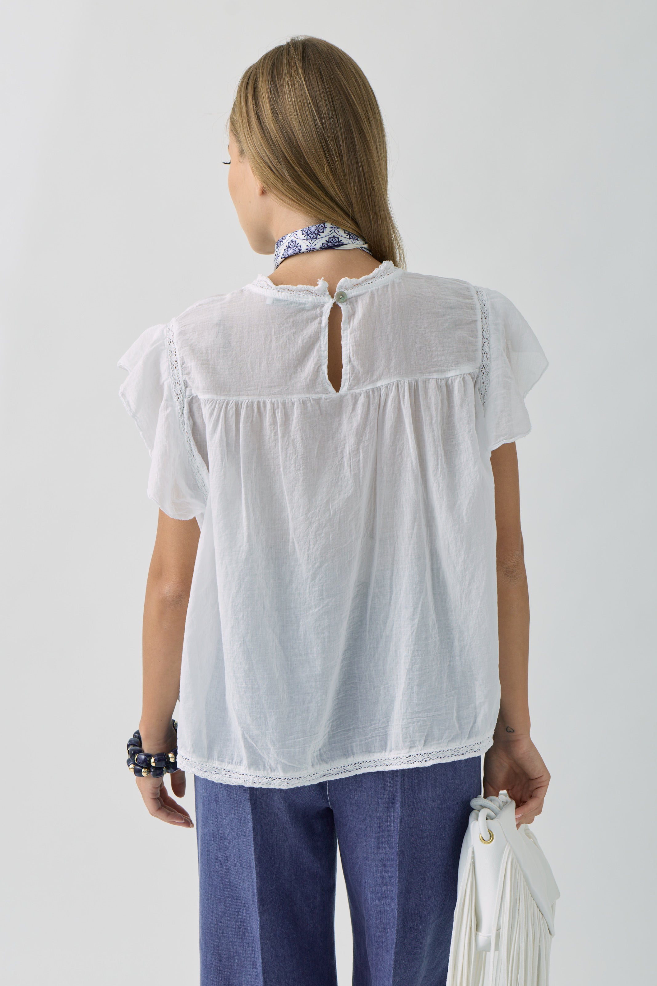 Blusa Macramè Anita Bianco|Colore:Bianco