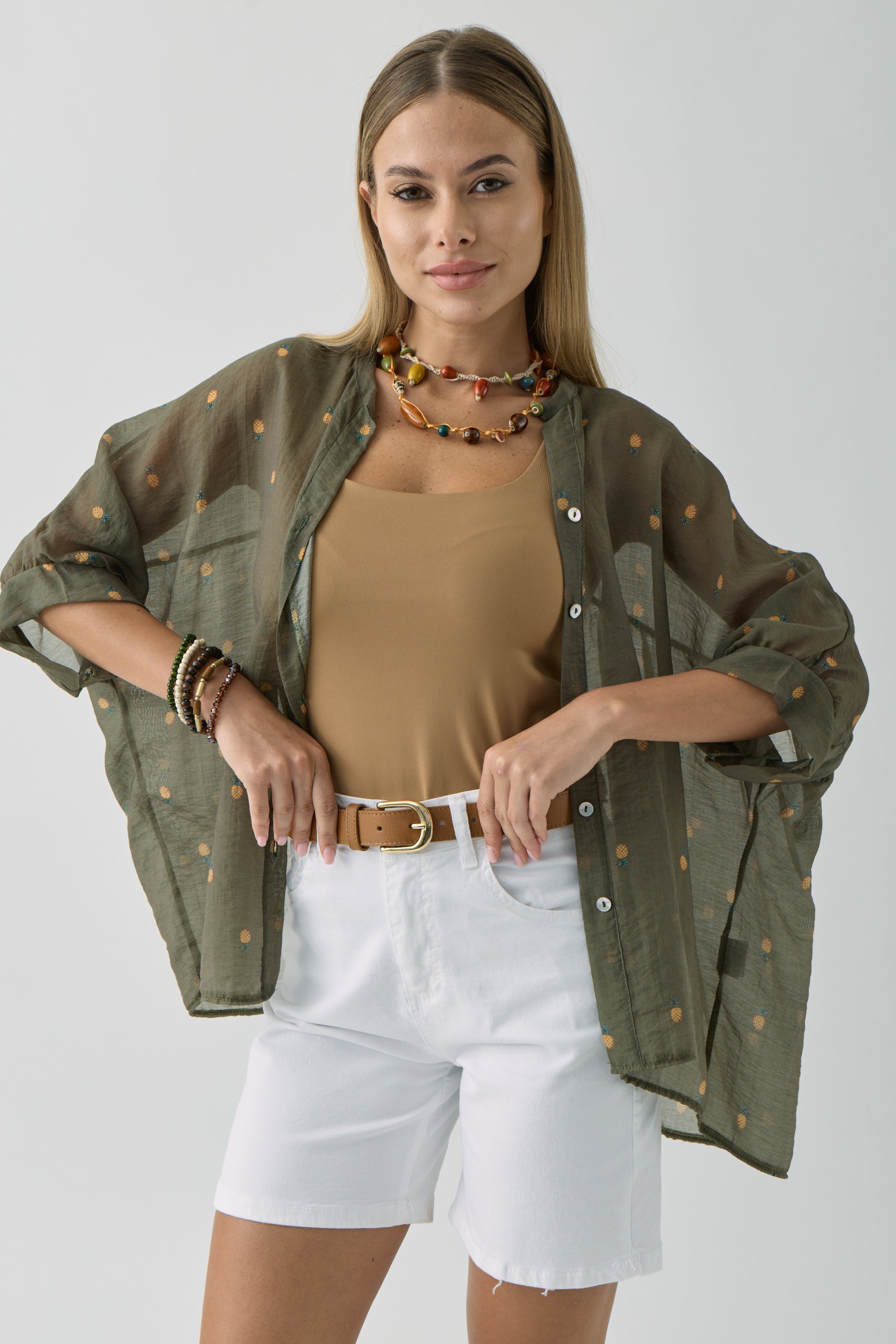 Camicia Tropical verde militare|Colore:Verde militare
