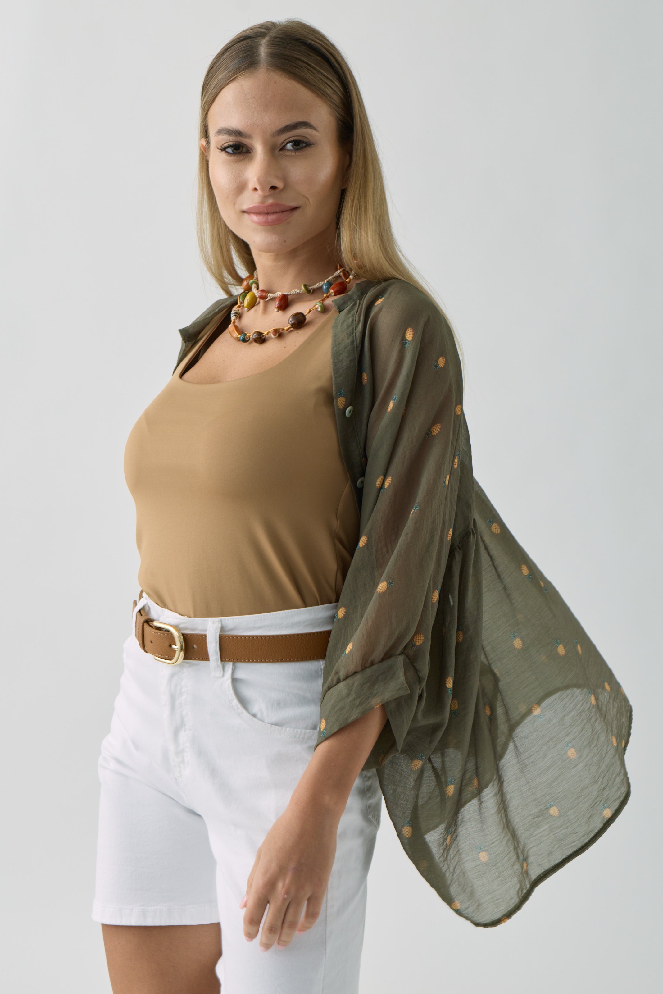 Camicia Tropical verde militare|Colore:Verde militare