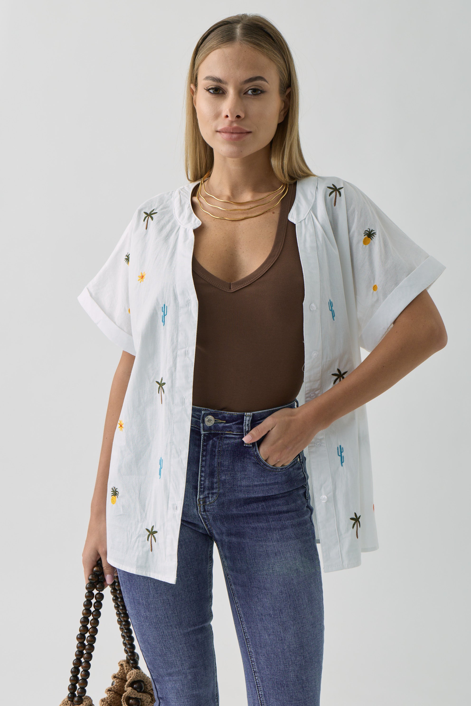 Camicia Palm bianco|Colore:Bianco