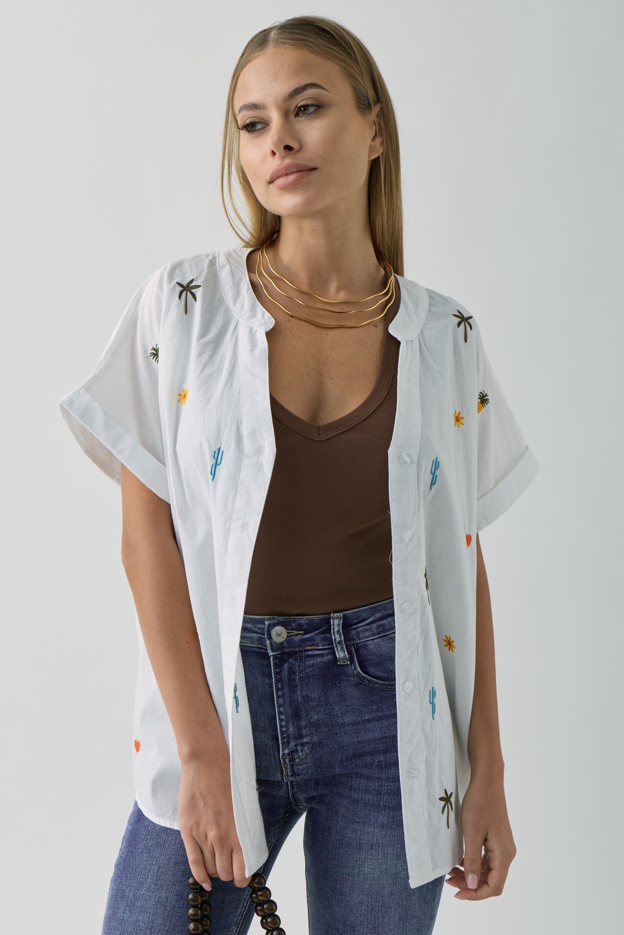 Camicia Palm bianco|Colore:Bianco