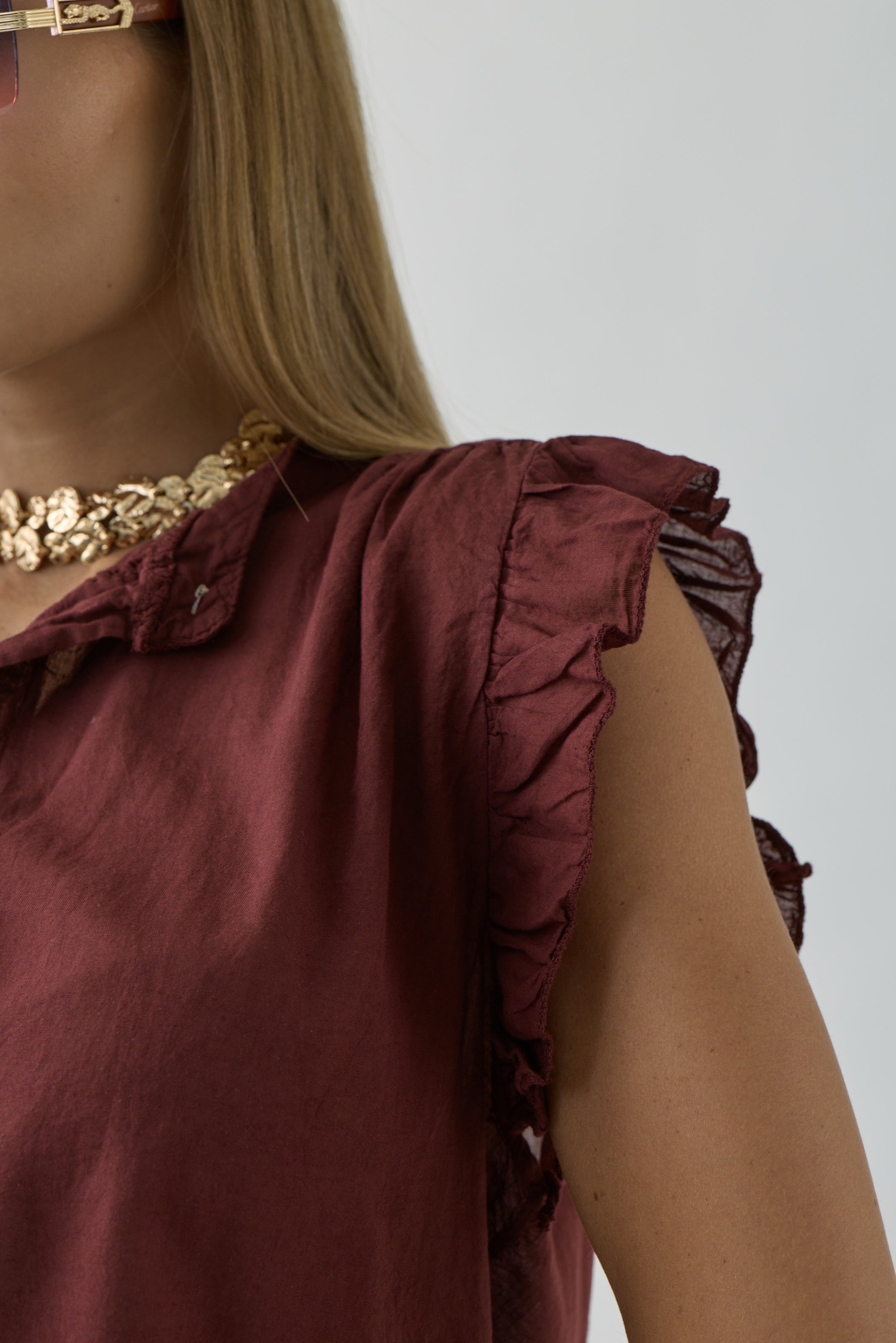 Blusa Con Rouches Bordeaux|Colore:Bordeaux
