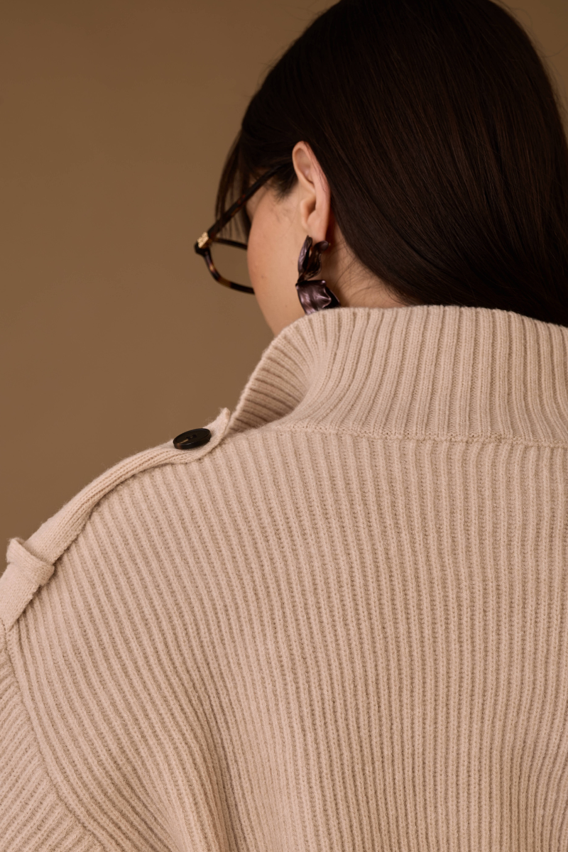 Cardigan A Coste Con Bottoni beige chiaro|Colore:Beige chiaro