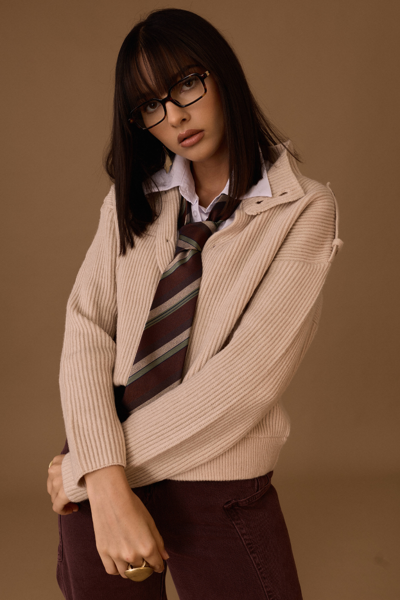 Cardigan A Coste Con Bottoni beige chiaro|Colore:Beige chiaro