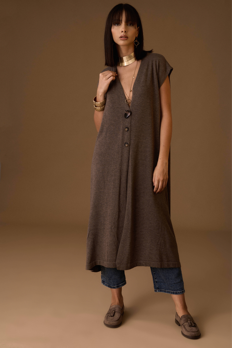 Gilet Lungo Maglia fango|Colore:Fango