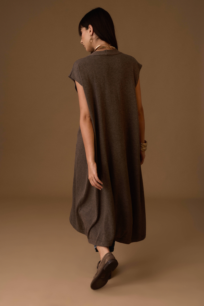 Gilet Lungo Maglia fango|Colore:Fango