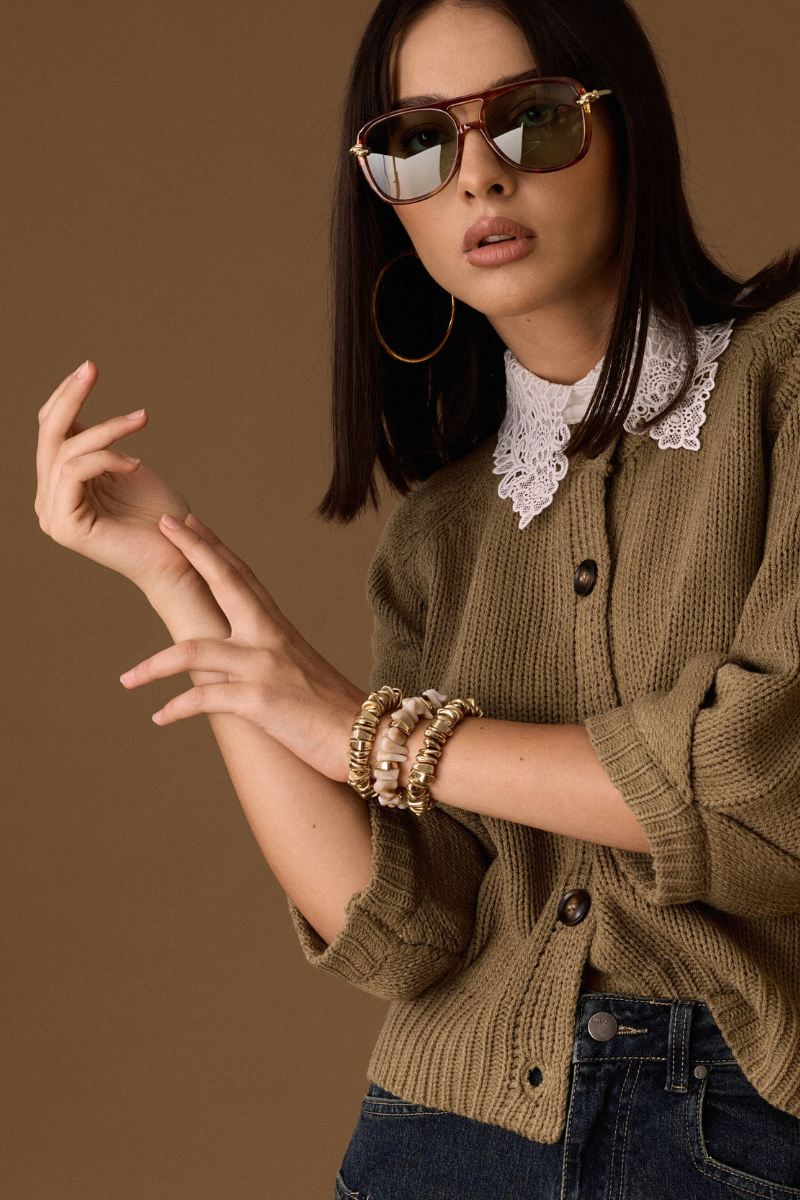 Bracciale Pietre Gold beige|Colore:Beige
