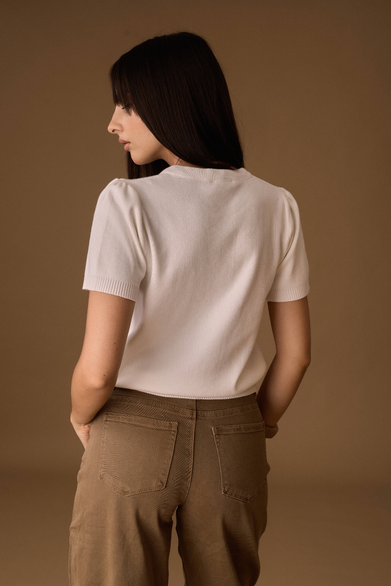 Cardigan Cravattino Pois bianco|Colore:Bianco