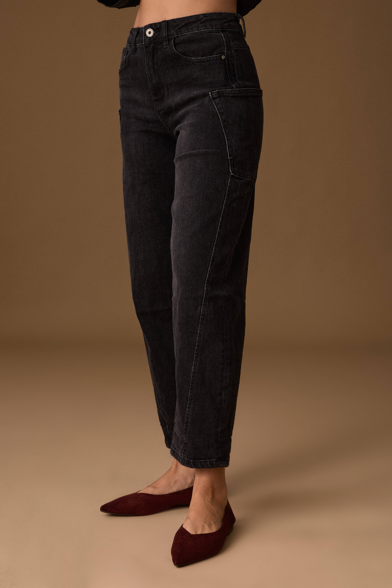 Jeans Ballon Con Tasconi denim nero|Colore:Denim nero