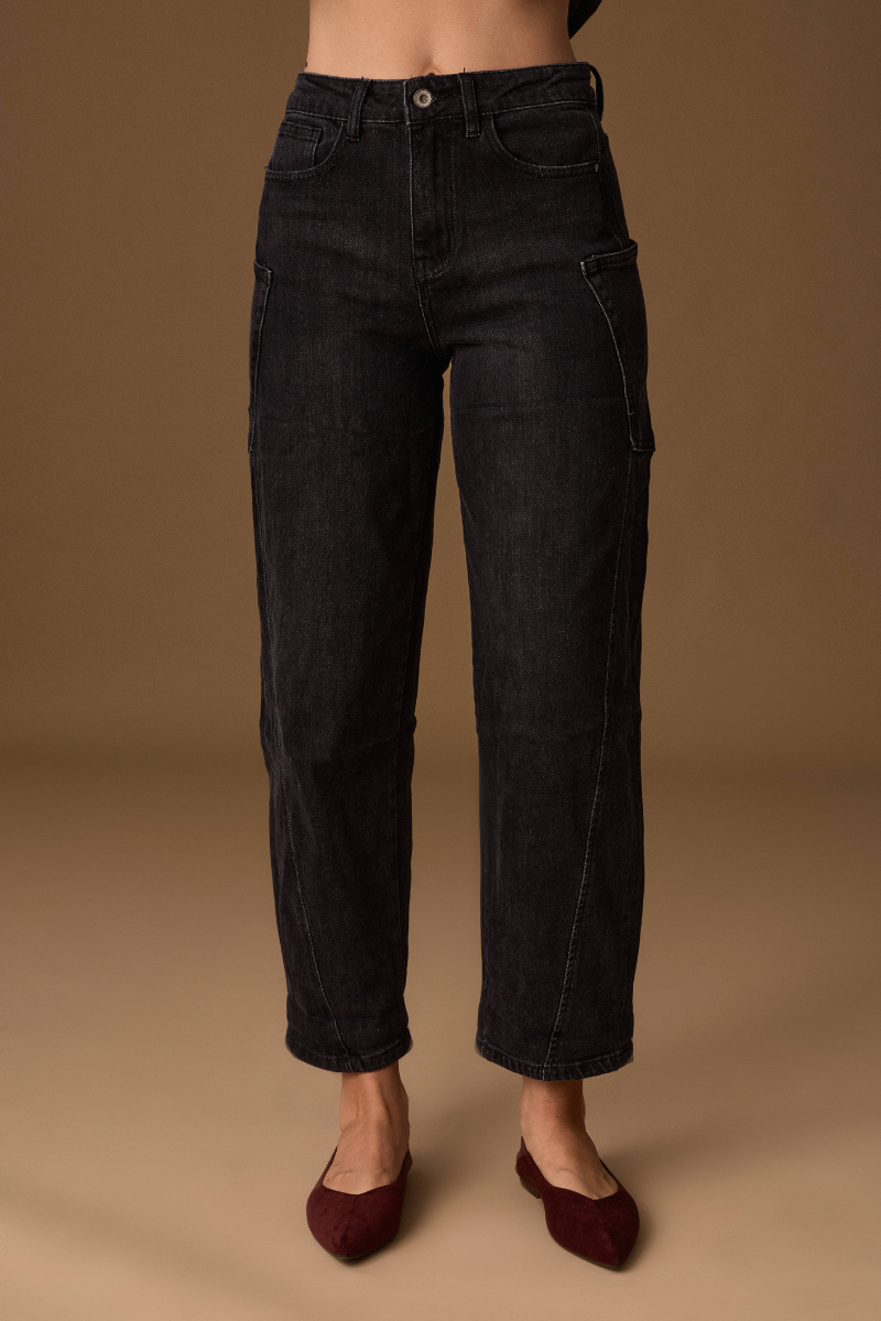 Jeans Ballon Con Tasconi denim nero|Colore:Denim nero