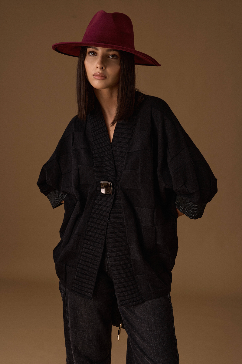 Cardigan Maxi Bottone nero|Colore:Nero
