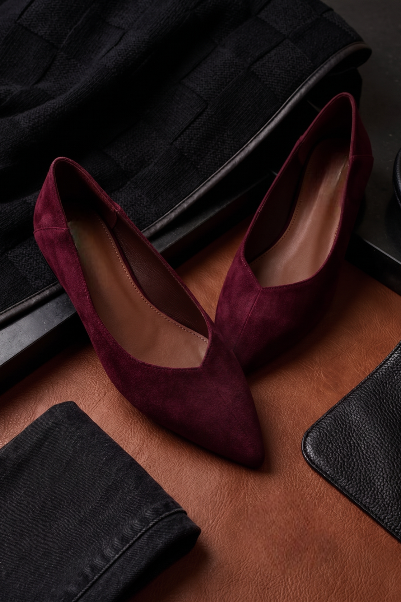 Ballerine A Punta bordeaux|Colore:Bordeaux