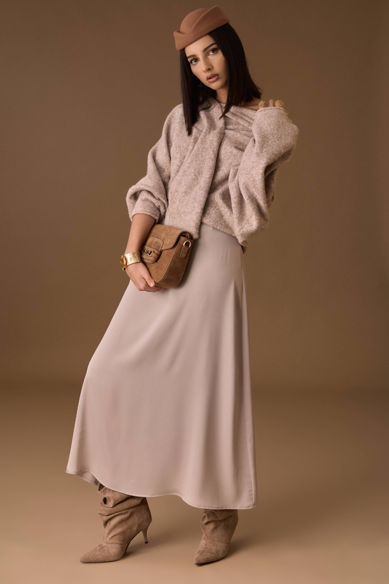 Gonna Satin beige|Colore:Beige