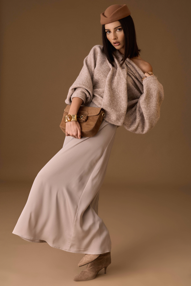 Gonna Satin beige|Colore:Beige