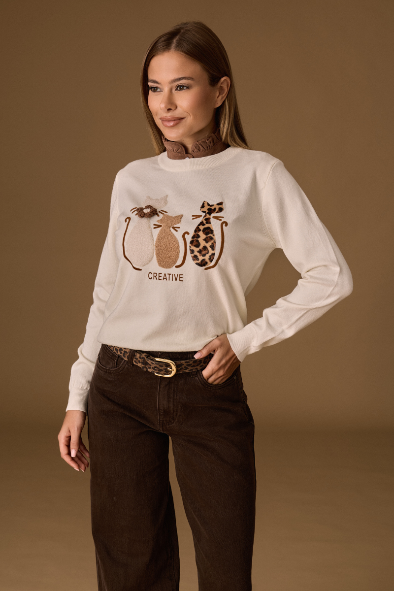 Maglia Cats panna|Colore:Panna