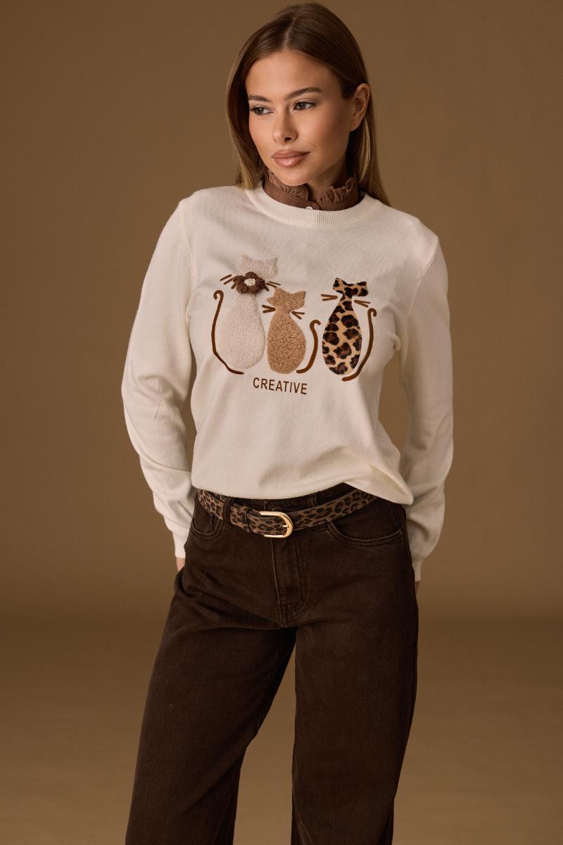 Maglia Cats panna|Colore:Panna