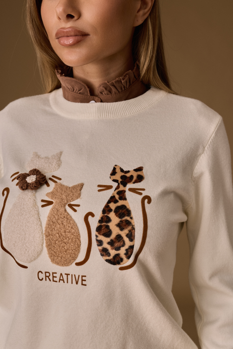 Maglia Cats panna|Colore:Panna