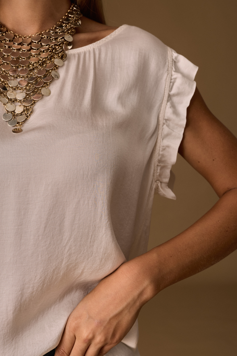 Blusa Rouches bianco|Colore:Bianco