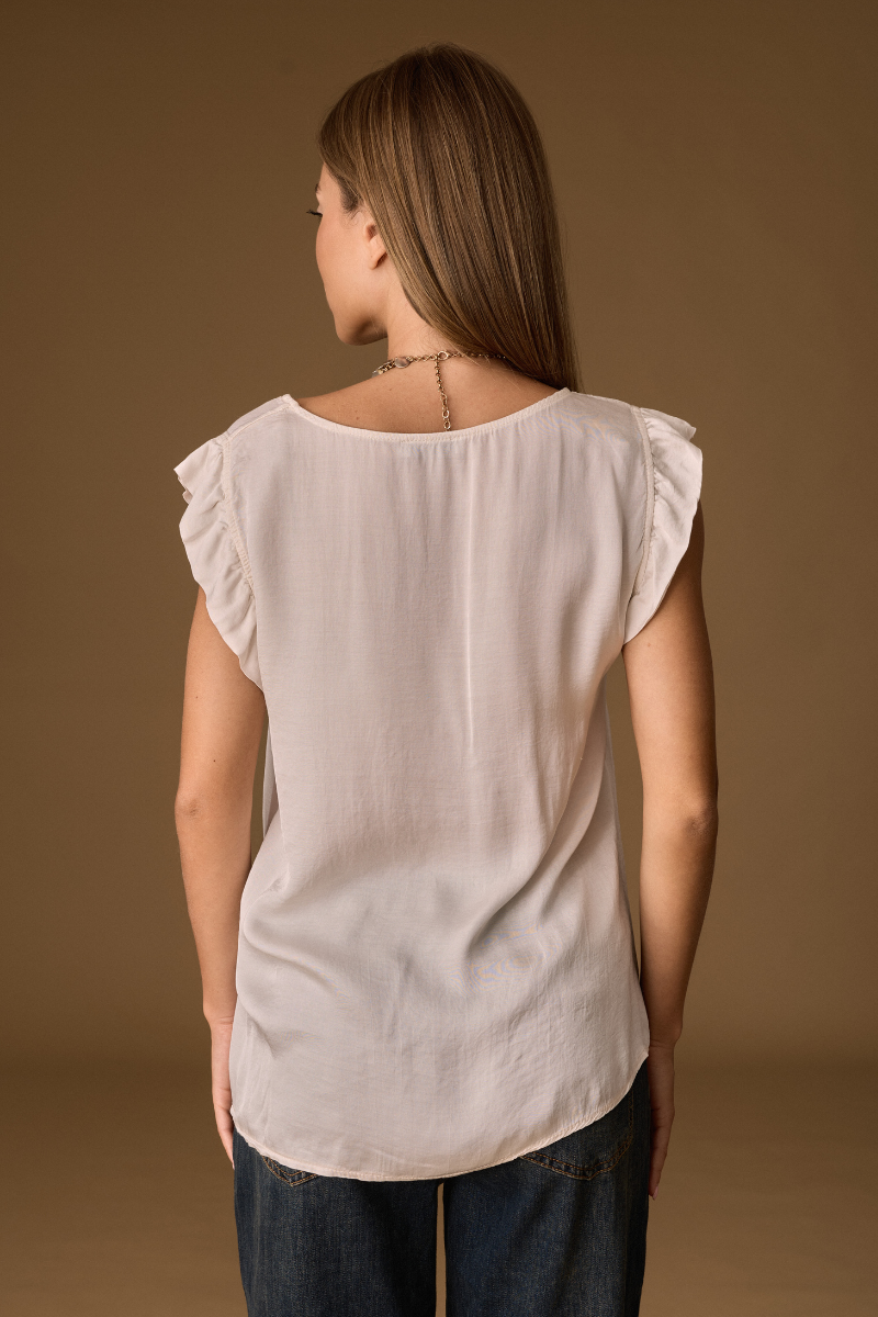 Blusa Rouches bianco|Colore:Bianco