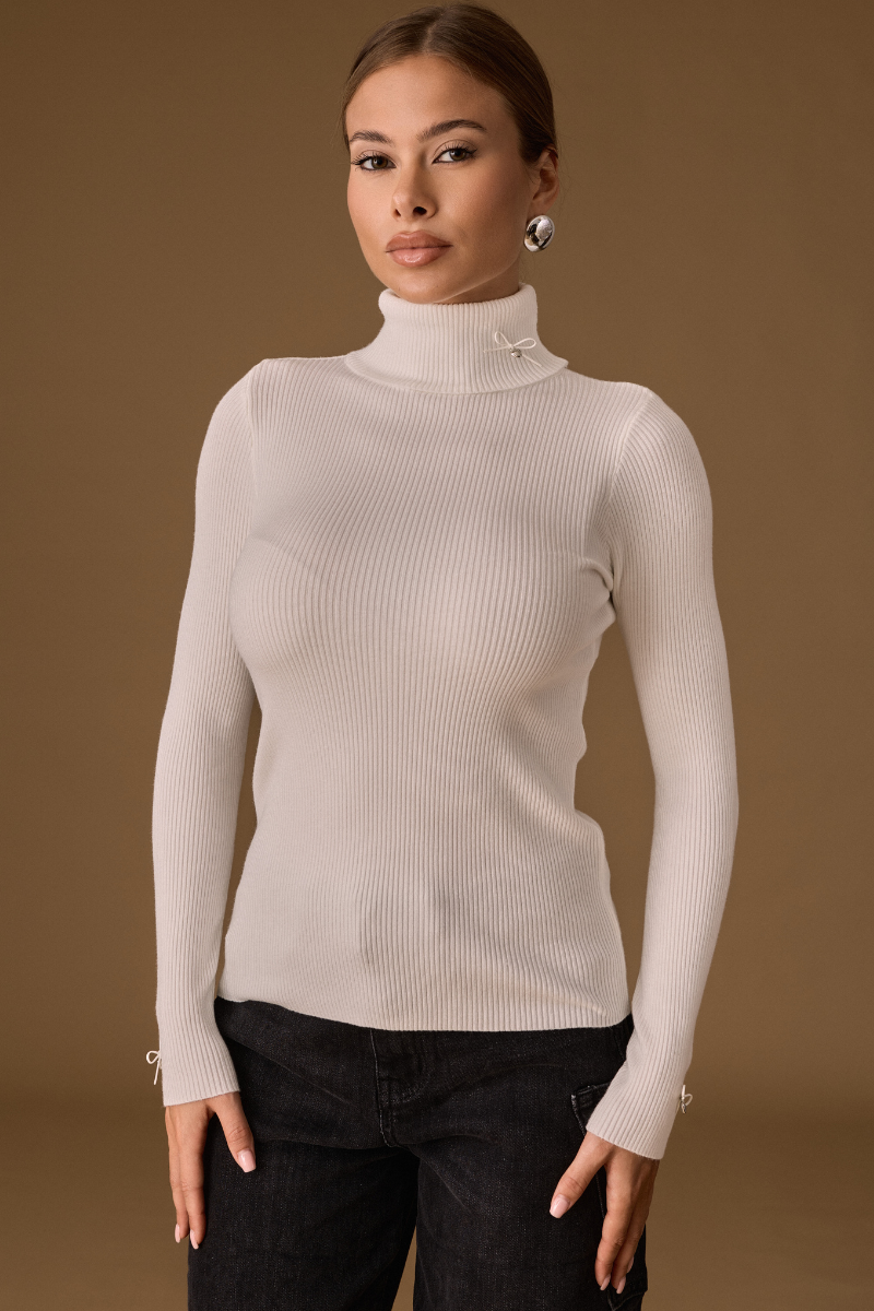 Maglia Costine Fiocco Bianco|Colore:Bianco
