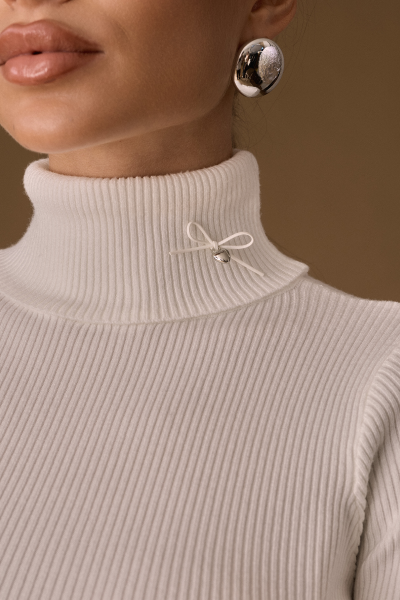Maglia Costine Fiocco Bianco|Colore:Bianco