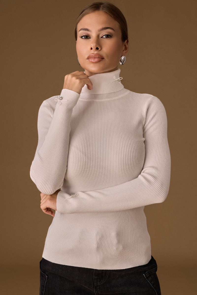 Maglia Costine Fiocco Bianco|Colore:Bianco