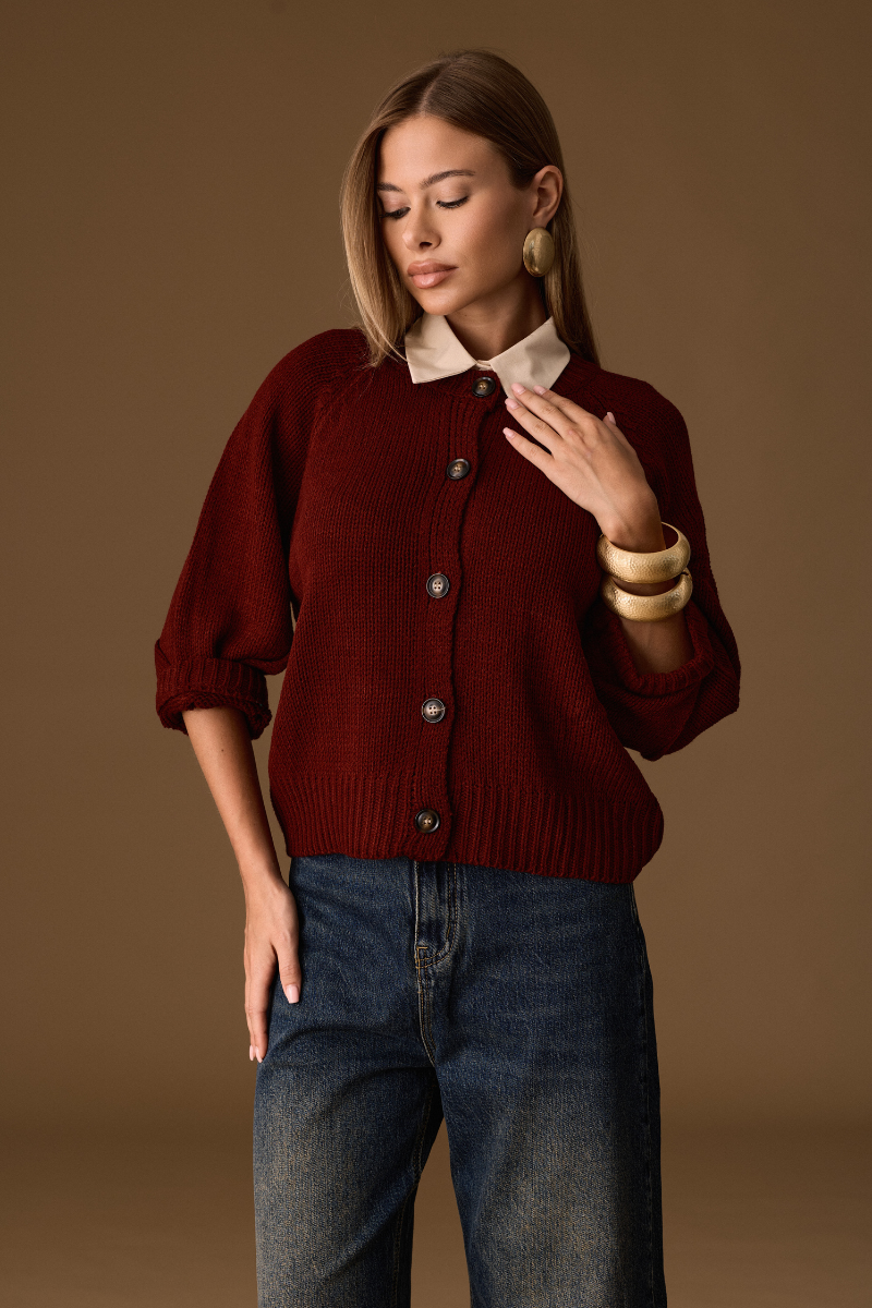 Cardigan Lauren Bordeaux|Colore:Bordeaux