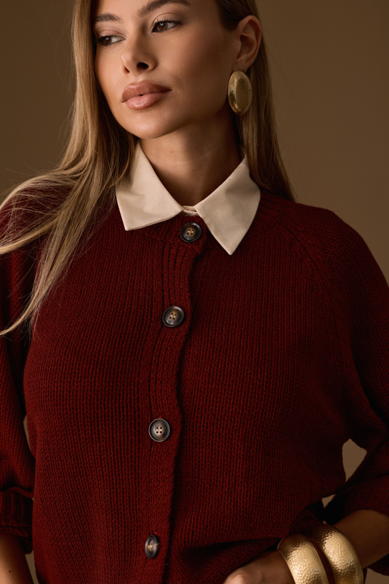 Cardigan Lauren Bordeaux|Colore:Bordeaux