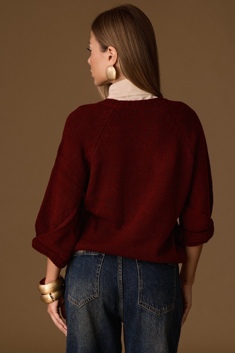 Cardigan Lauren Bordeaux|Colore:Bordeaux