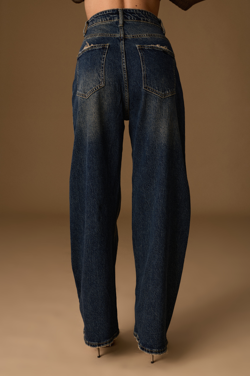 Jeans Ballon Sabbiato denim|Colore:Denim