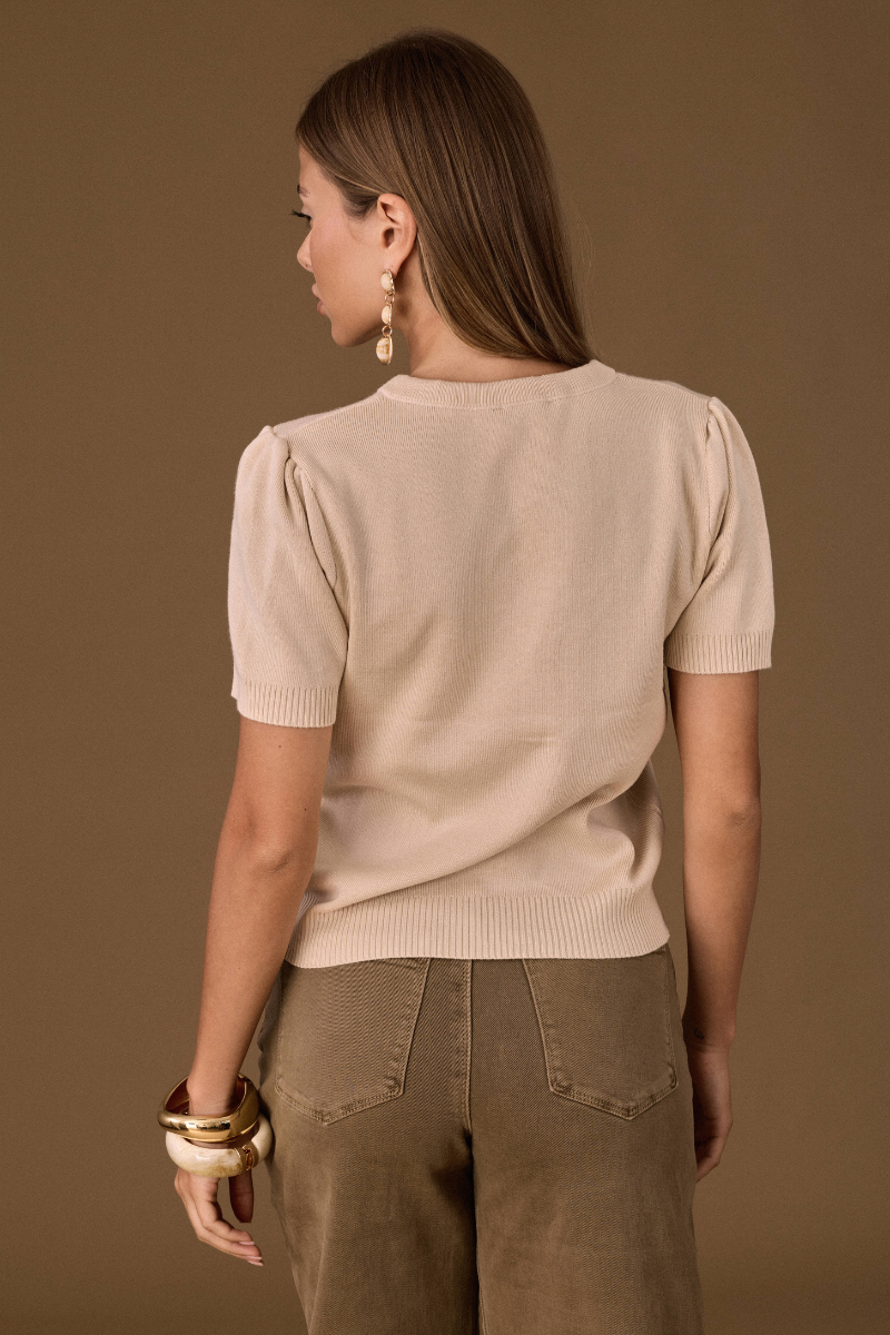 Cardigan Cravattino Pois Beige|Colore:Beige