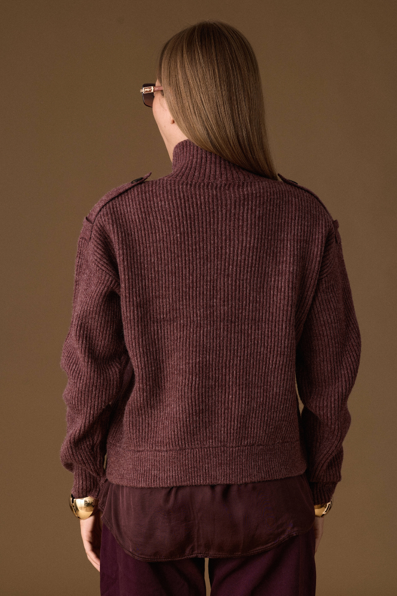 Cardigan A Coste Con Bottoni Malva|Colore:Malva