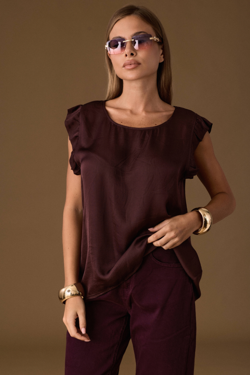 Blusa Rouches Vinaccio|Colore:Vinaccio