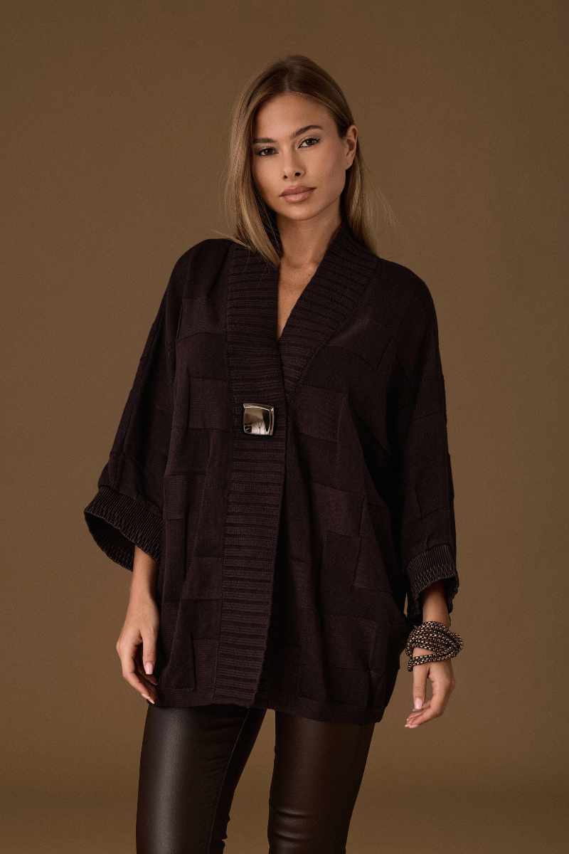 Cardigan Maxi Bottone Testa di moro|Colore:Testa di moro