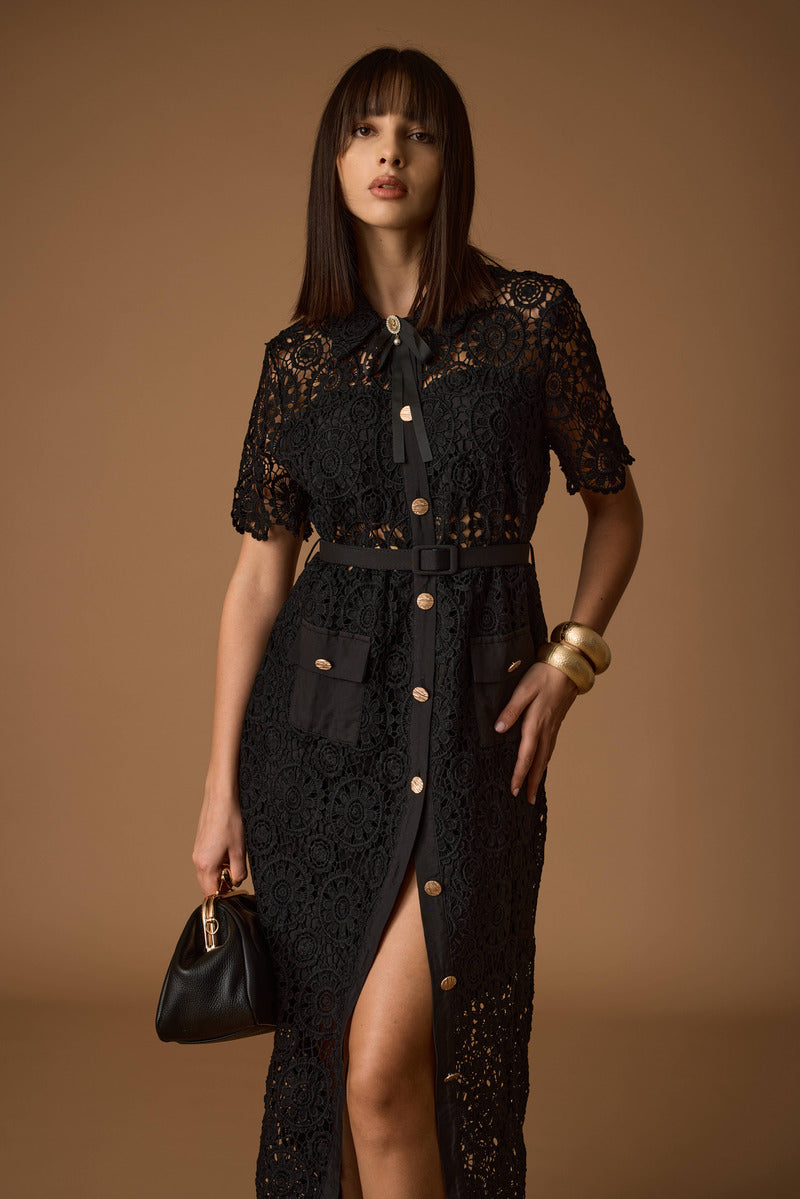 Abito Macramé nero|Colore:Nero