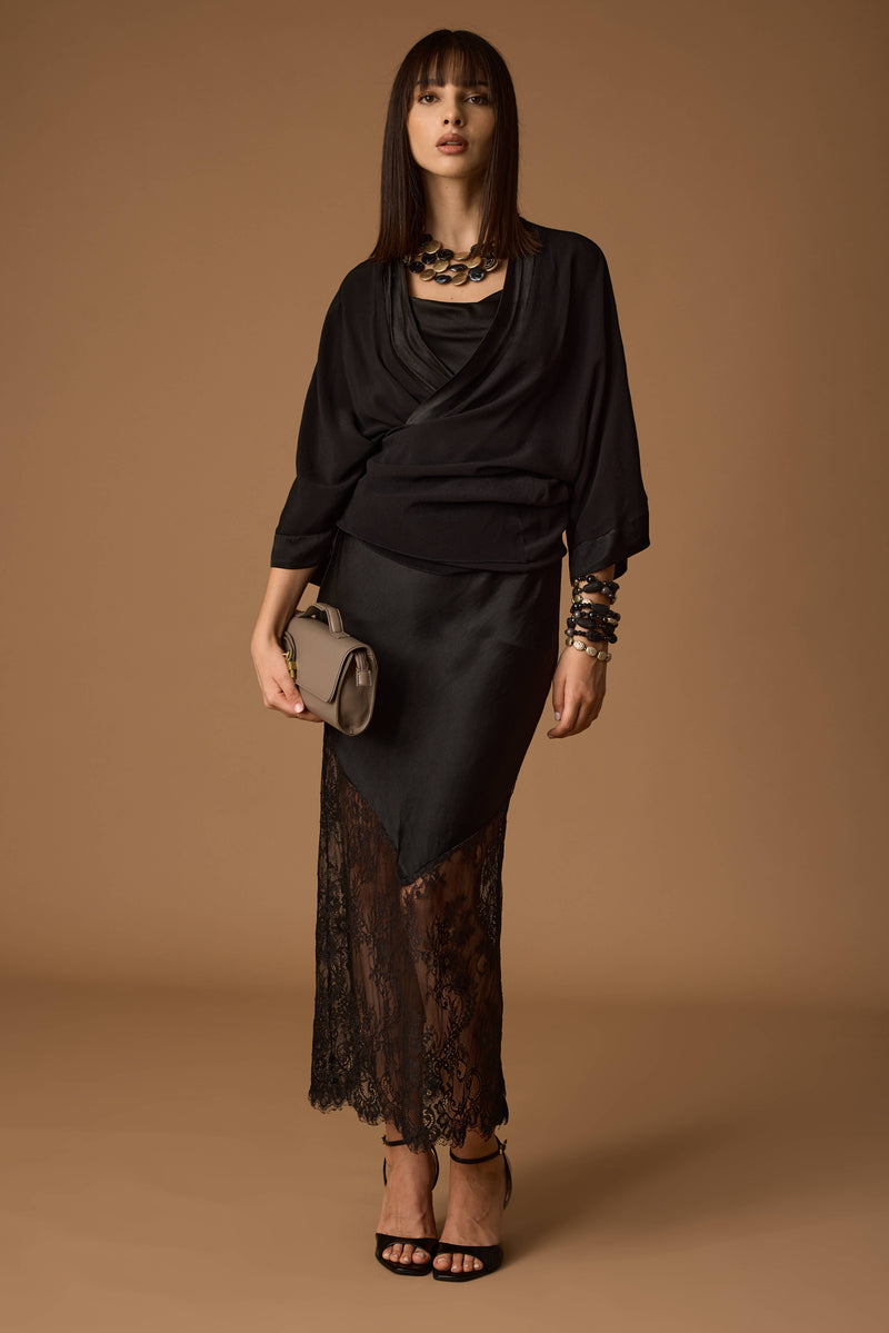 Gonna Con Pizzo nero|Colore:Nero