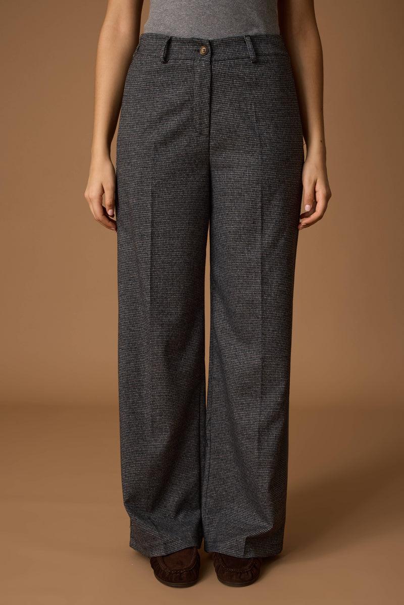 Pantalone Palazzo Pied De Poule grigio|Colore:Grigio