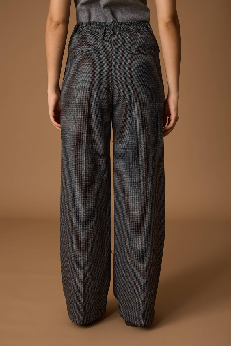 Pantalone Palazzo Pied De Poule grigio|Colore:Grigio