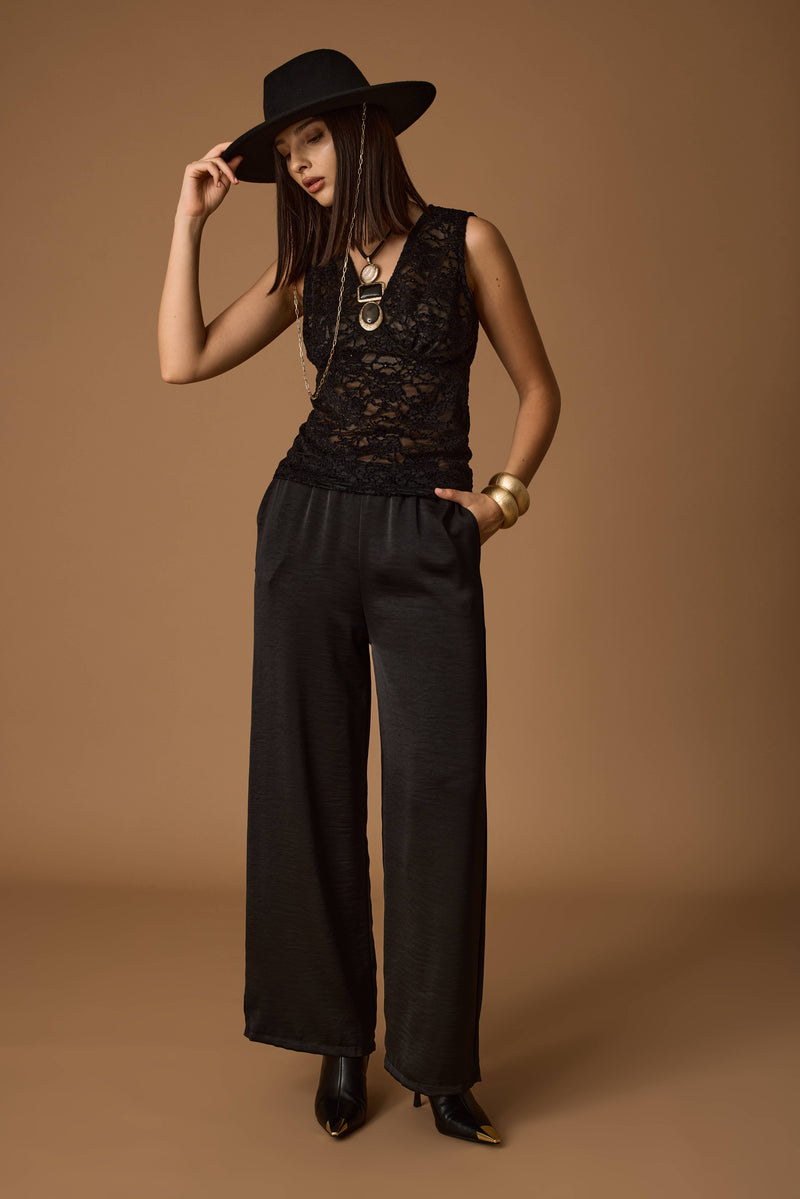 Coordinato In Pizzo nero|Colore:Nero
