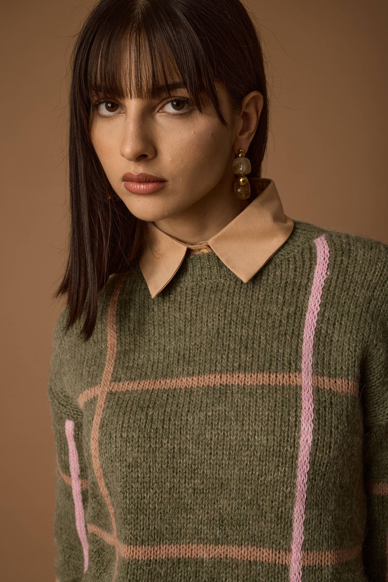 Pull Mondrian verde|Colore:Verde