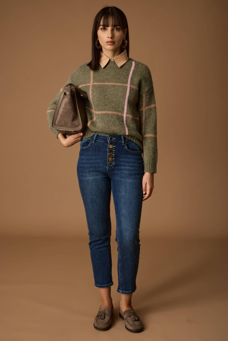 Jeans Bottoni Pietre denim|Colore:Denim