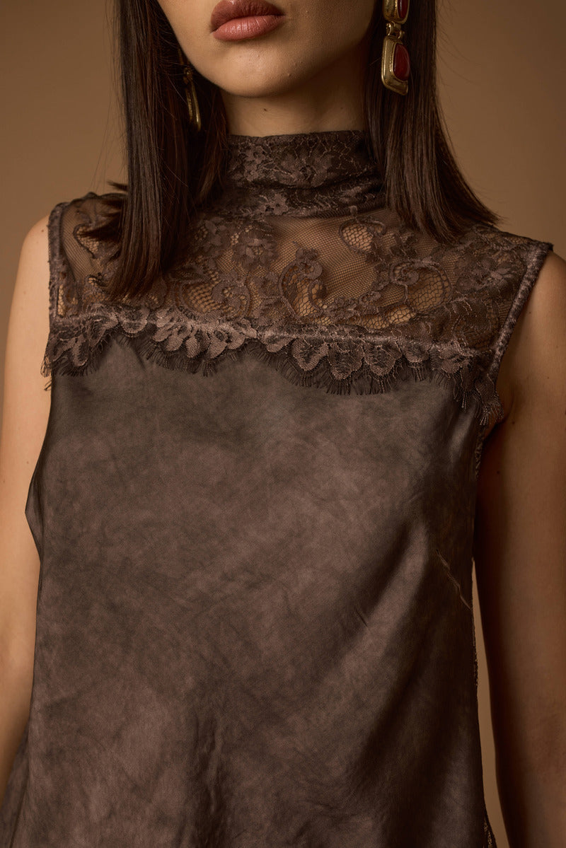 Blusa Pizzo testa di moro|Colore:Testa di moro