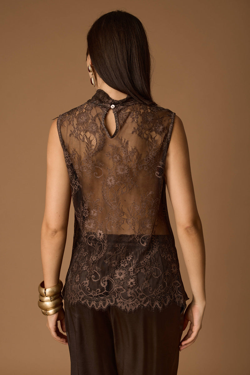 Blusa Pizzo testa di moro|Colore:Testa di moro