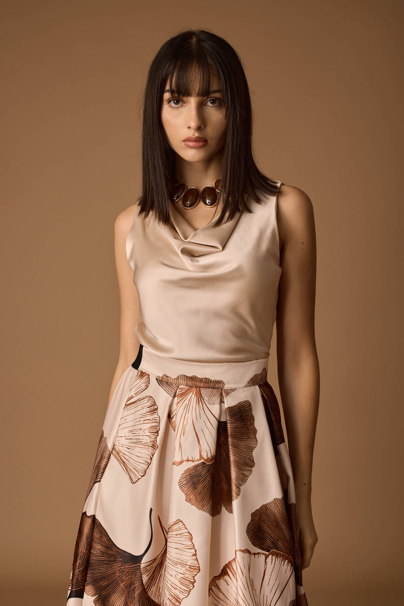 Top Scollo Gronda champagne|Colore:Champagne