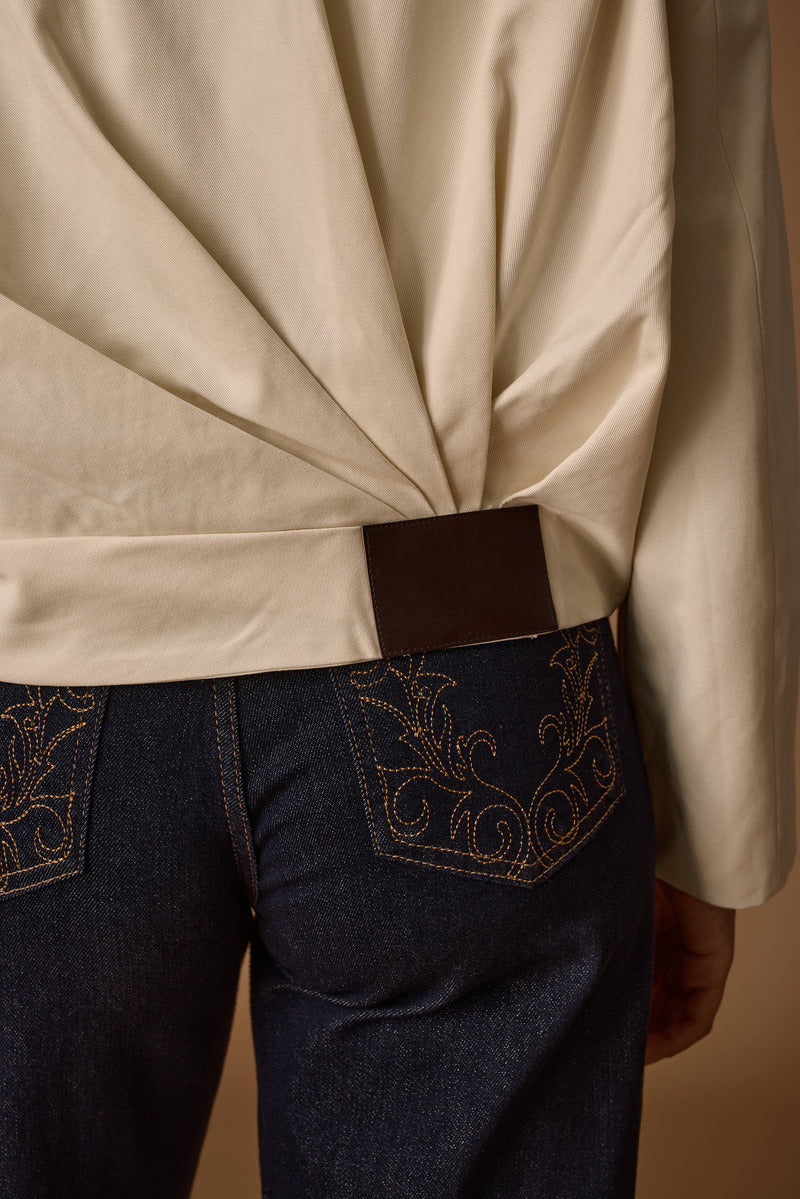 Bomber Colletto Ecopelle burro|Colore:Burro