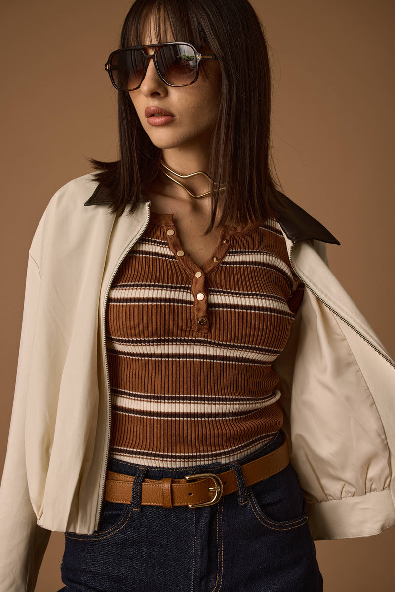 Maglia Righe Ross tabacco|Colore:Tabacco