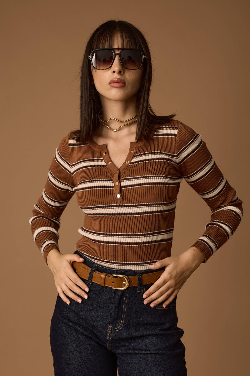 Maglia Righe Ross tabacco|Colore:Tabacco