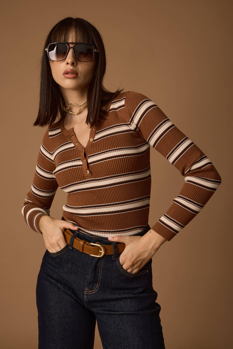 Maglia Righe Ross tabacco|Colore:Tabacco