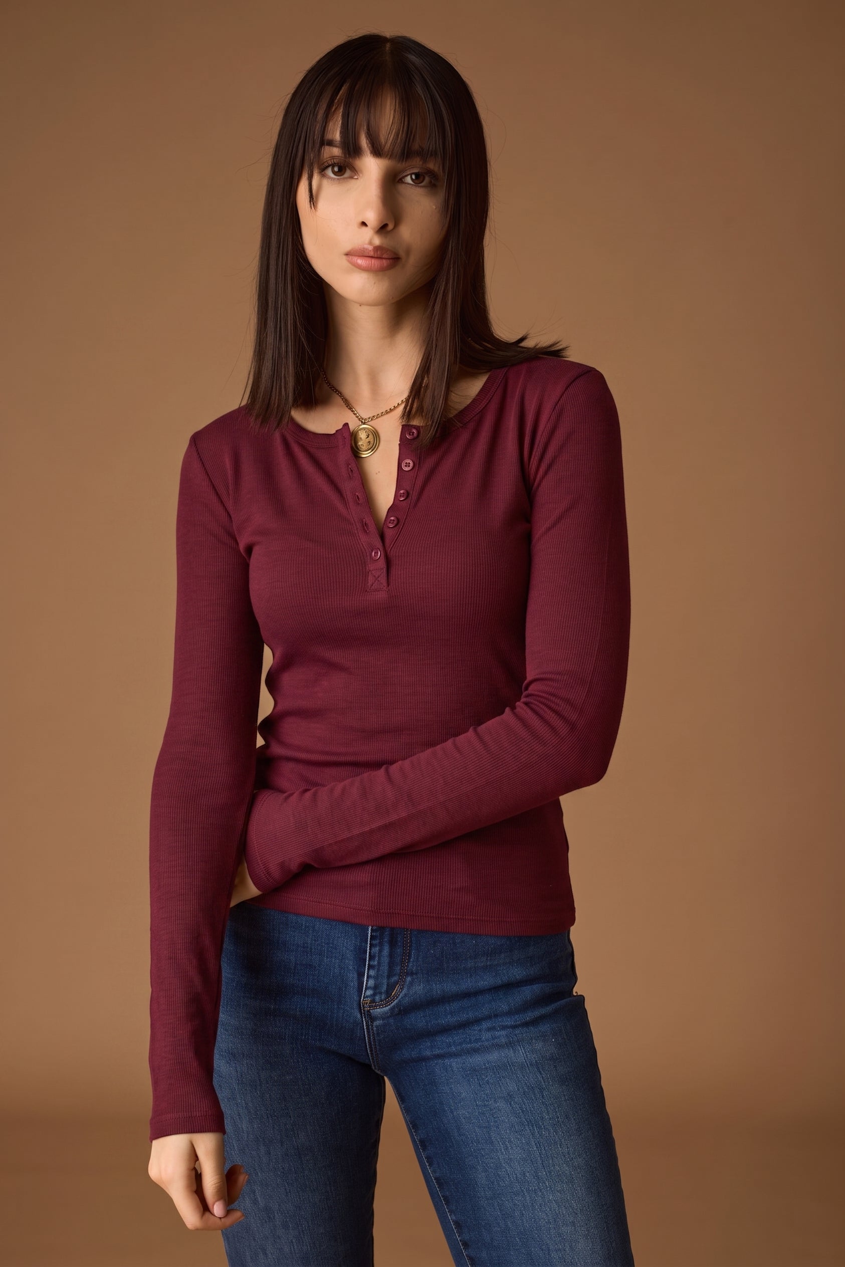 Maglia Bottoncini bordeaux|Colore:Bordeaux