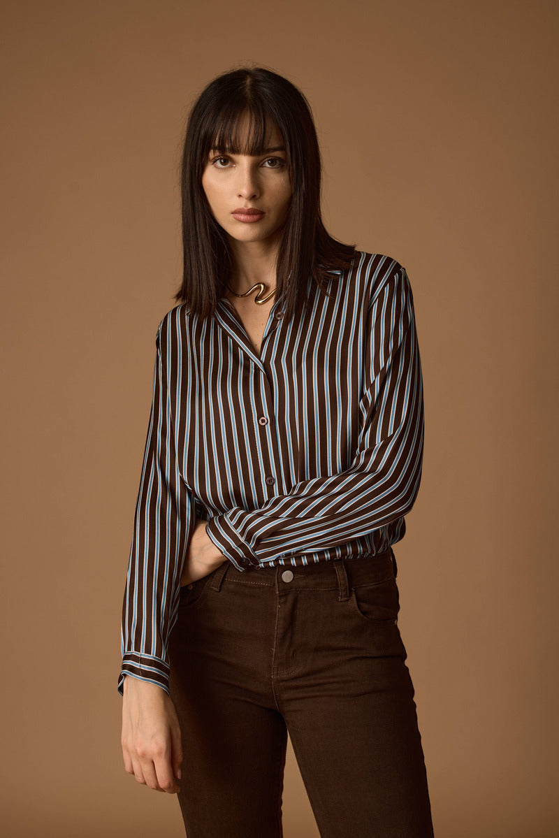Camicia Righe testa di moro|Colore:Testa di moro